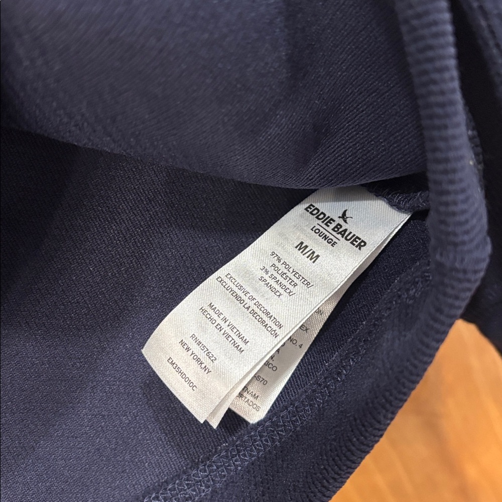 Eddie Bauer Men's Navy Textured Lounge Hoodie - Picture 4 of 5
